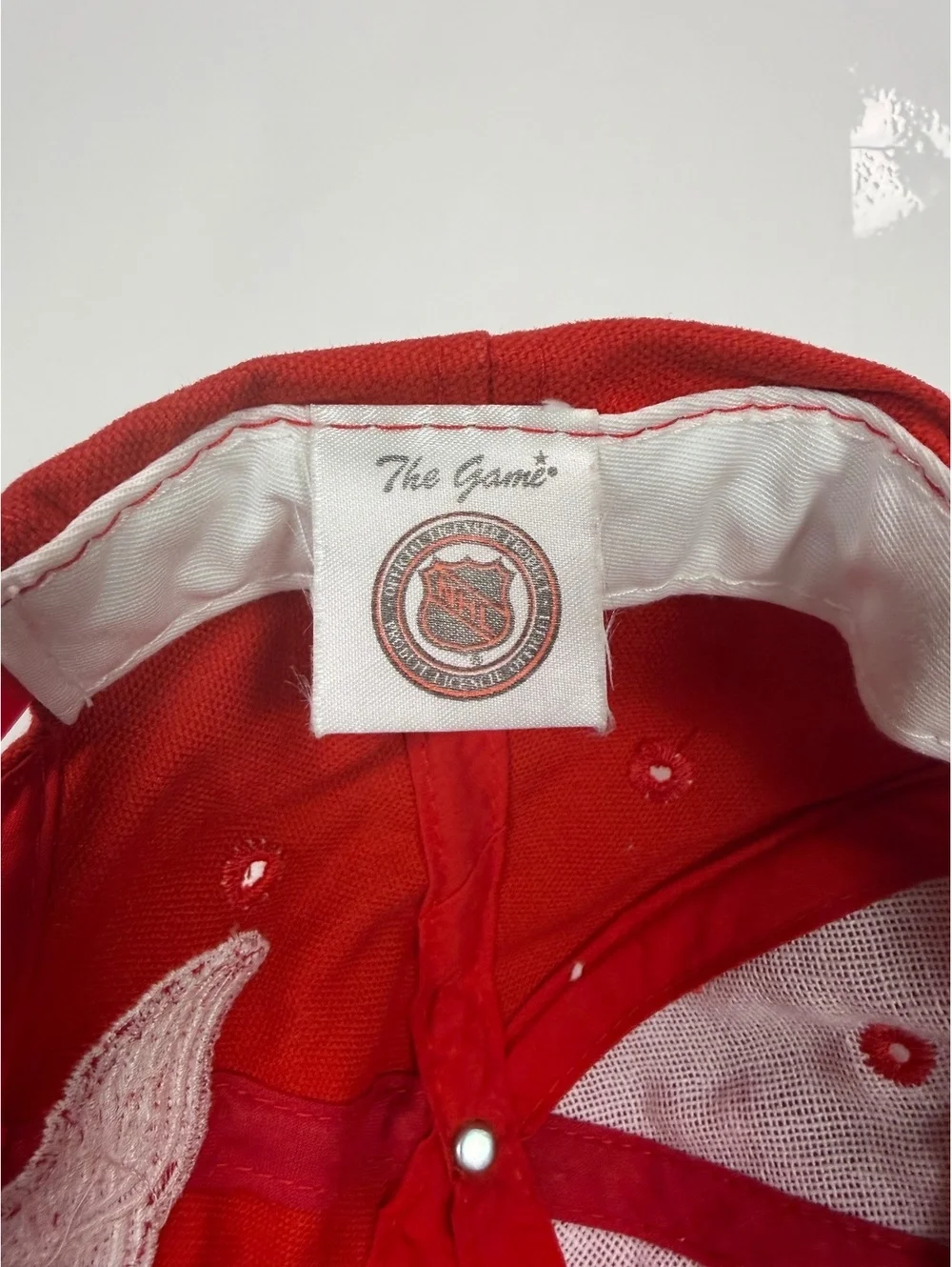 Vintage 1990s The Game Detroit Red Wings NHL Hockey Script Snapback Hat Red OSFA
